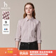哈吉斯（HAZZYS）女裝 秋季女士襯衣條紋通勤長(zhǎng)袖休閑襯衫女ASCSK1CCX07 酒紅色WN M (160/84A 38)