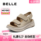 百麗（Belle）簡約休閑勃肯鞋女2025夏新商場同款厚底舒適涼鞋D9J2DBL5 杏色 38 (240mm)