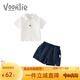 凡獵男童夏裝套裝2025新款洋氣時髦寶寶衣服兒童運(yùn)動風(fēng)polo兩件套夏季 白色 90 cm