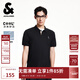 杰克·瓊斯（JACK&JONES）25年男裝短袖POLO衫男士【涼感】商務(wù)休閑品牌刺繡翻領(lǐng)夏季T恤男 E40黑色 常規 M