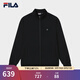 FILA 斐樂(lè )官方男士針織長(cháng)袖外套2025夏新款休閑基礎立領(lǐng)運動(dòng)上衣 正黑色-BK L 175/96A/L