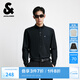 杰克·瓊斯（JACK&JONES）25年男裝秋季商務(wù)長袖襯衫男士休閑純棉舒適襯衣男法斗犬刺繡上衣 E40黑色 L 180
