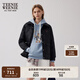 Teenie Weenie小熊棉服女冬裝簡約休閑風(fēng)時髦翻領(lǐng)輕薄棉服外套短上衣 黑色 M (165)