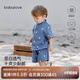 babylove嬰幼兒分體套裝夏季薄款純棉紗布襯衫t恤短褲寶寶兩件套外出服 碧城藍(lán) 80
