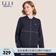 ELLE ACTIVE 棒球領(lǐng)夾克外套女裝秋季時尚百搭簡約花卉印花運動休閑通勤外套 藏青色 L