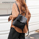 ANDSEEYOU皮質(zhì)雙肩包女2025新款時(shí)尚百搭小眾高級感女士背包上班通勤情人節 黑色