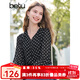 百圖betu女裝2025春季新款襯衫V領復古波點印花雪紡長袖襯衫女2502T39 黑色 M