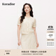 珂萊蒂爾2025年夏季新款優(yōu)雅米色蕾絲小衫女短袖氣質(zhì)設計感上衣 淡橙黃 M