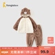 童泰（TONGTAI）寶寶套裝春秋兒童衣服男女童休閑外出上衣褲子珊瑚絨連帽外套 棕色 90 cm