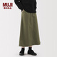 無印良品（MUJI）女式粗細(xì)不均棉線絲光斜紋A字裙長(zhǎng)半身裙女春季裙子 BE1V8C5S 卡其綠 L （165/70A）
