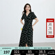紅袖波點(diǎn)收腰連衣裙夏季2024新款女裝V領(lǐng)顯瘦減齡氣質(zhì)黑色顯白雪紡裙 黑底米點(diǎn)818 M