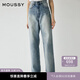 moussy【明星同款】秋季高腰減垮直筒水洗牛仔褲010HAS11-2391 110藍色 M 10026