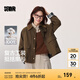 森馬（Semir）復古巴恩風外套女插肩袖時尚寬松純棉上衣秋季拼接燈芯絨翻領夾克 咖色調00455 L