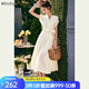 Olrain歐芮兒法式連衣裙女夏季新款氣質(zhì)設計感顯瘦中長(cháng)款裙子 杏色 M