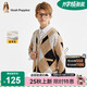 暇步士（Hush Puppies）童裝兒童開身線衣24冬男童學(xué)院風(fēng)開衫女童格紋毛衣 暖卡其 140 