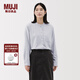 無(wú)印良品（MUJI）女式 法蘭絨 立領(lǐng)長(cháng)袖襯衫 女士襯衣外套 25年秋季 女裝 淺灰色 M (160/84A)