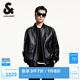 杰克·瓊斯（JACK&JONES）秋季時(shí)尚百搭潮簡約舒適略寬松棒球領(lǐng)型男士皮夾克男裝225110003 E40黑色 常規(guī) M