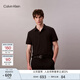 Calvin KleinJeans25早秋新款男士商務(wù)休閑ck純色刺繡純棉短袖T恤POLO4LC228G UB1-太空黑 L