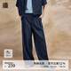 播黑色闊腿牛仔褲女2024春季新款小個子顯瘦直筒長褲DDR2KD5554 B89深牛仔藍 S