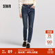 森馬（Semir）森柔|森馬牛仔褲女冬季修身抓毛小腳褲顯瘦舒適韓版休閑潮流長褲 牛仔深藍88301 29