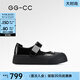 GG-CC【陳都靈同款】銀河微光瑪麗珍鞋銀色厚底芭蕾單鞋女G25U4817 黑色 38