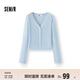 森馬（Semir）[商場(chǎng)同款]針織開(kāi)衫女短款修身純色2025夏季花邊V領(lǐng)101325106002