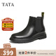 他她（TATA）英倫切爾西靴男靴子真皮短靴煙筒靴秋冬新款73N41DD4 黑色 41
