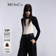 MO&Co.【高比例綿羊毛】美式插肩袖修身打底衫針織衫美拉德上衣女 黑色 M 165