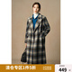 獨束大碼女裝2024冬季新款格子羊毛大衣時(shí)尚通勤胖mm顯瘦毛呢外套 藍棕格 L (尺碼：2)