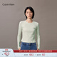 Calvin KleinJeans25秋季新款女士簡(jiǎn)約ck字母辣妹正肩羅紋打底長(cháng)袖T恤上衣