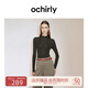 歐時(shí)力OCHIRLY 桑蠶絲羊毛套頭毛衣女修身針織潮流感休閑高級(jí)感 啡綠 L