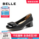 百麗（Belle）舒適優(yōu)雅單鞋女2025春新真皮蝴蝶結方跟鞋D3S1DAQ5 黑色-寬版 37 (235mm)