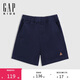 GAP【大小童同款】男童2025夏季新款細斜紋梭織短褲兒童裝774524