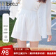 百圖2025年夏季新款短褲100%棉鏤空鉤花百搭小個(gè)子運動(dòng)褲子女2504D04 白色 M
