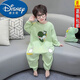 迪士尼（Disney）兒童連體睡衣春秋季新款長(cháng)袖連體防踢男童家居服春秋男嬰兒家居服 綠色長(cháng)袖-卡通小熊 【高品質(zhì)】 110 建議身高100-110cm