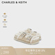 CHARLES&KEITH平底加絨毛毛拖勃肯拖鞋子女鞋拖鞋女秋冬生日禮物CK1-70381079-1 Beige米色 36