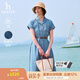 哈吉斯（HAZZYS）女裝 夏季女士【PHIZ系列】連肩收腰牛仔連衣裙女 淺藍色LL S (155/80A 36)