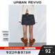 UR2025夏季新款女裝休閑復古學(xué)院風(fēng)腰帶牛仔短褲UWM850140 靛藍 27