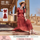 香影度假風(fēng)紅色套裝裙女2025夏季新款一整套搭配短袖半身裙兩件套 暗紅 XL
