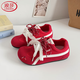 浪莎紅色德訓鞋女2025新款秋季百搭小眾面包鞋大頭透氣休閑鞋學(xué)生板鞋 紅色 36
