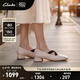 Clarks其樂(lè)Daiss30 Soft女鞋新款復(fù)古方跟羊皮瑪麗珍鞋淑女風(fēng)淺口單鞋 粉色 261803544 37