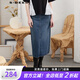 S.DEER圣迪奧夏季女裝時(shí)尚復古高腰開(kāi)叉水洗牛仔A字長(cháng)裙S24261107 深鈷藍/84 L 170