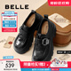 百麗（Belle）張凌赫推薦黑巧樂(lè )福鞋女25秋新商場(chǎng)款牛皮厚底jk鞋E1Z1DCM5預售 黑色 36