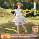 英氏（YEEHOO）女童連衣裙兒童裙子中大童裝背心裙純棉田園碎花公主夏 彩色  130
