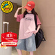 G.DUCKKIDS童裝女童夏裝套裝兒童衣服中大童短袖T恤短褲兩件套6-9女孩休閑裝 粉T【單件】 160 尺碼13~14歲【150-160cm】cm