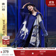 兩三事披肩斗篷外套女秋冬連帽長(cháng)款藍色毛衣開(kāi)衫外搭大衣梵高信使 藍色-y 均碼 F