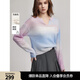 ELLE【巴黎天空】馬海毛漸變毛衣女2025春裝新款慵懶風(fēng)輕薄毛針織衫 紫色 M