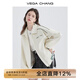VEGA CHANG皮衣外套女機車(chē)風(fēng)2025年秋冬新款韓版寬松夾克PU皮拼色時(shí)尚外套 米杏色 L