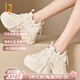 OLJ奢侈高端品牌女鞋內(nèi)增高運(yùn)動(dòng)老爹鞋2025新款通勤時(shí)尚百搭休閑板鞋 白色 36
