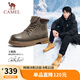 駱駝（CAMEL）王俊凱同款馬丁靴高幫戶外工裝大黃靴情侶 G15W136025 墨綠 40